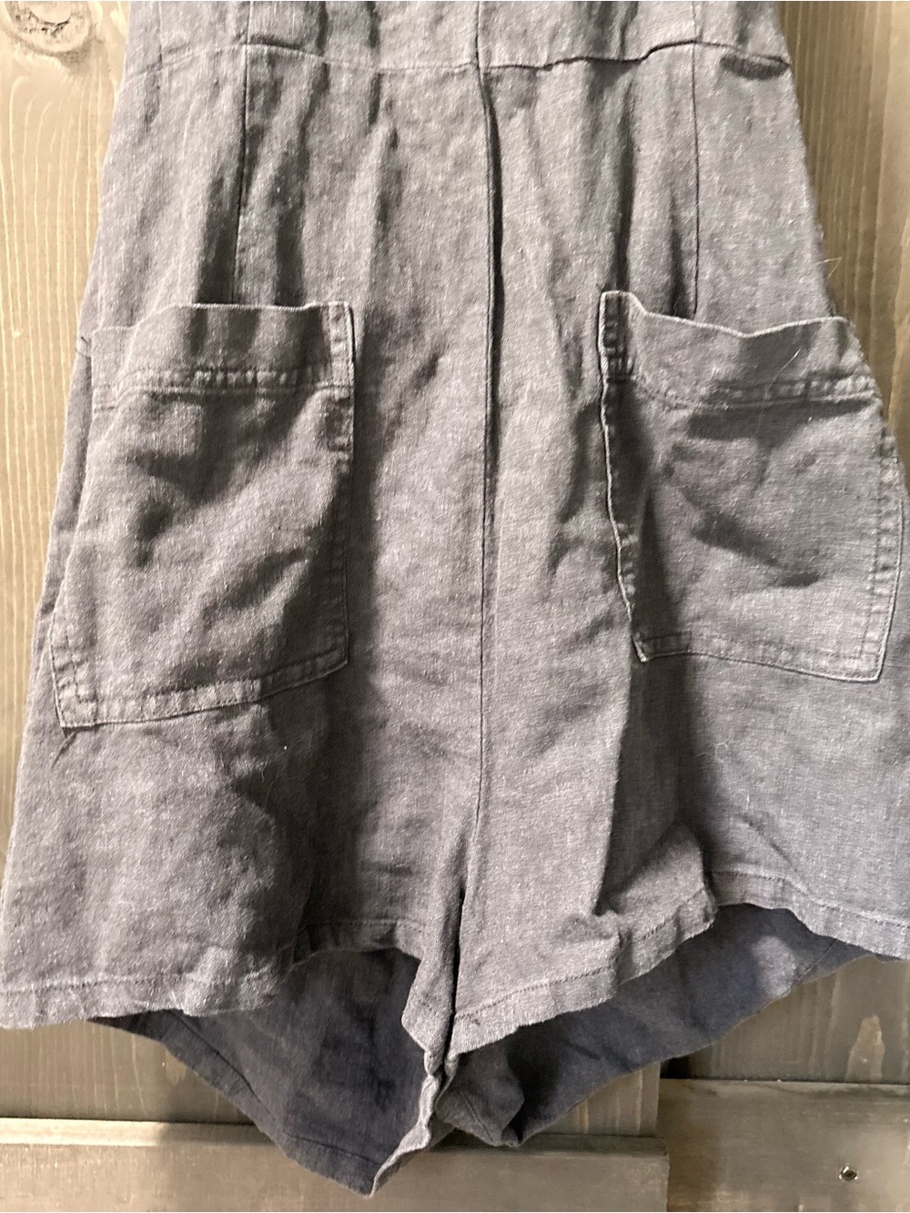 New Free people  linen Halter Romper with Front Pockets - Picture 3 of 5